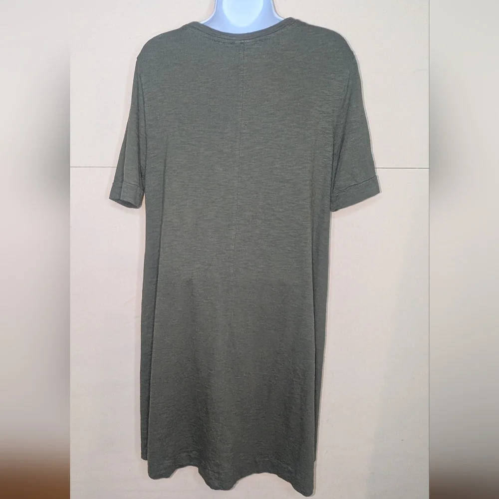 Chico's Cotton Blend Mid Length Casual Dress Olive Green - Picture 4 of 9